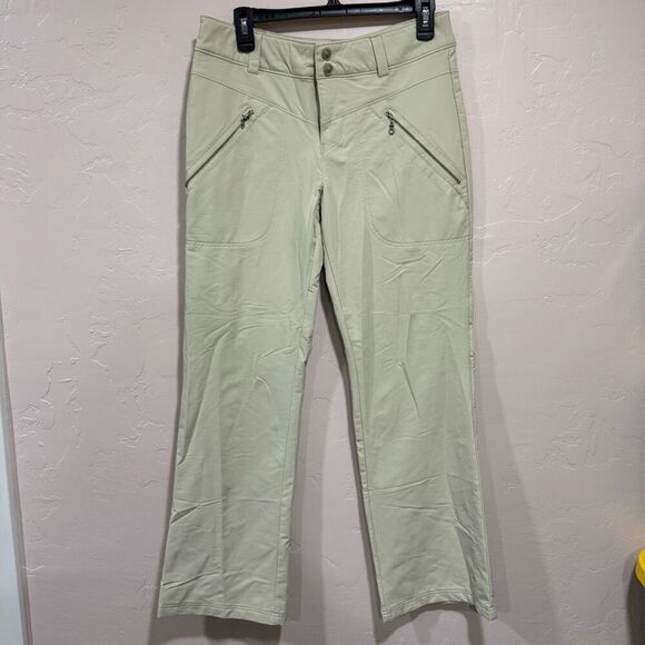 Athleta Pants Size 6 Flared Lightweight Lined Utility Mid Rise Nylon Beige - Picture 1 of 9